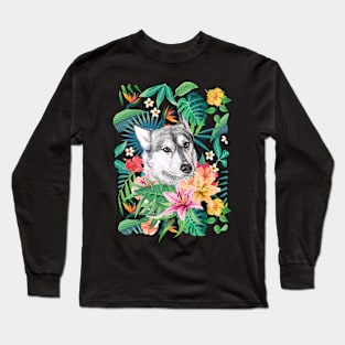 Tropical Siberian Husky 1 Long Sleeve T-Shirt